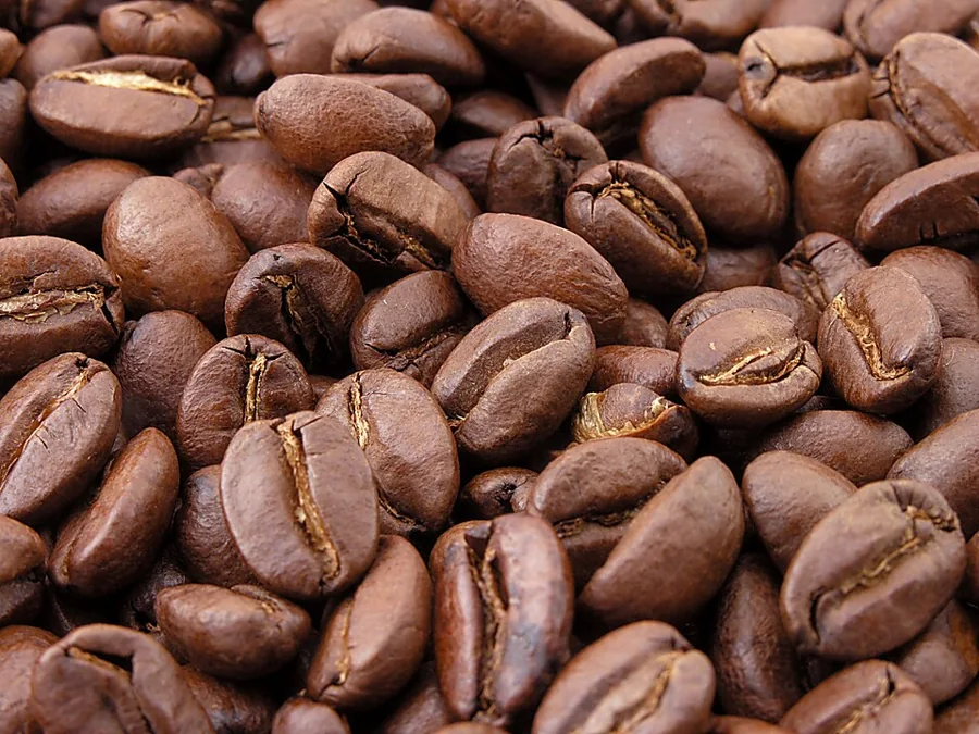 A close-up of roasted coffee beans